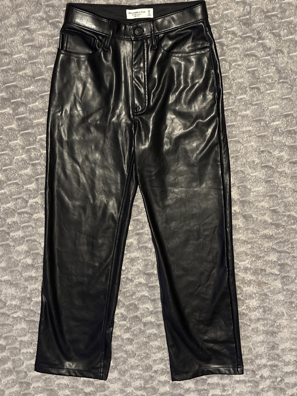 Abercrombie & Fitch Black Faux Leather Straight Jeans